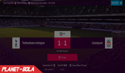 Hasil Laga Tottenham Hotspur Vs Liverpool