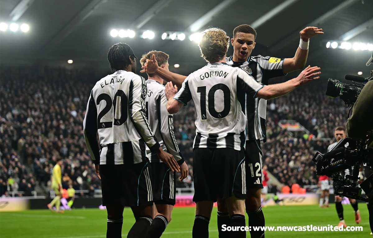 selebrasi anthony gordon gol newcastle vs manchester united