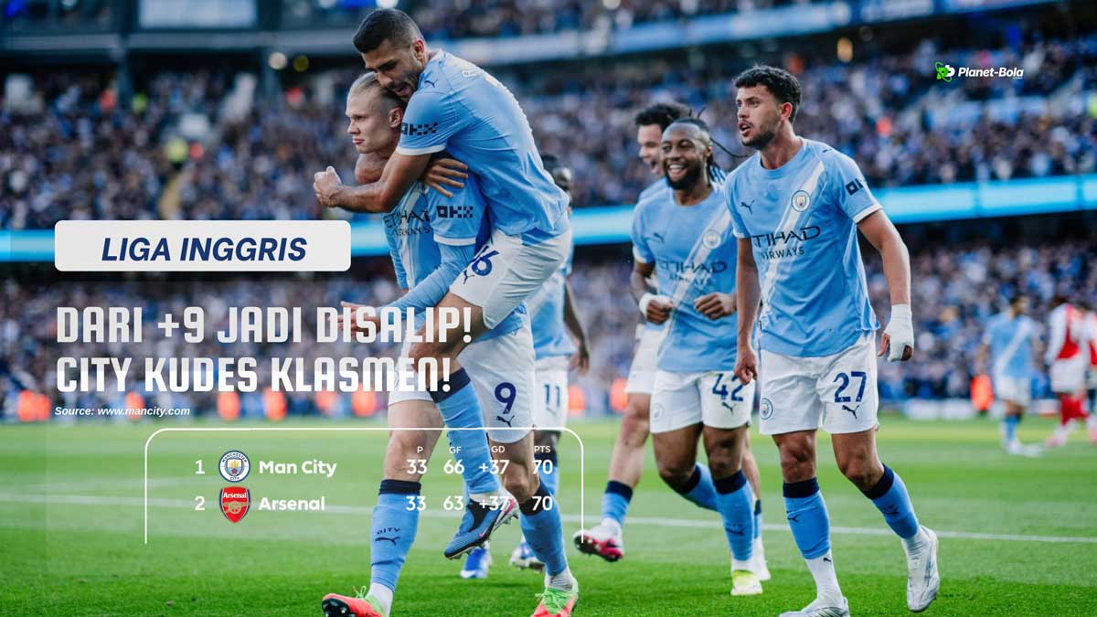 Arsenal disalip Manchester City klasemen