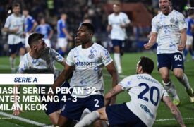Hasil Serie A Pekan 32: Inter Menang Dramatis, Roma dan Juventus Ikut Pesta Gol