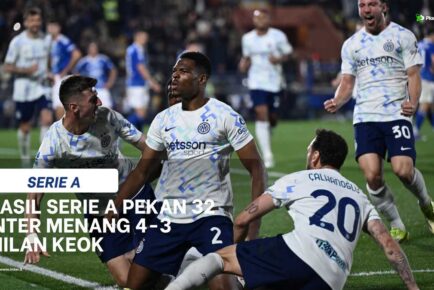 Hasil Serie A Pekan 32: Inter Menang Dramatis, Roma dan Juventus Ikut Pesta Gol