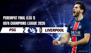 Hasil PSG vs Liverpool 2-0: Tuan Rumah Dominan, The Reds Catat Rekor Buruk